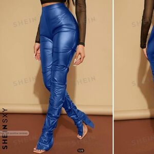 SHEIN Blue Skinny Pants with Seamless Design